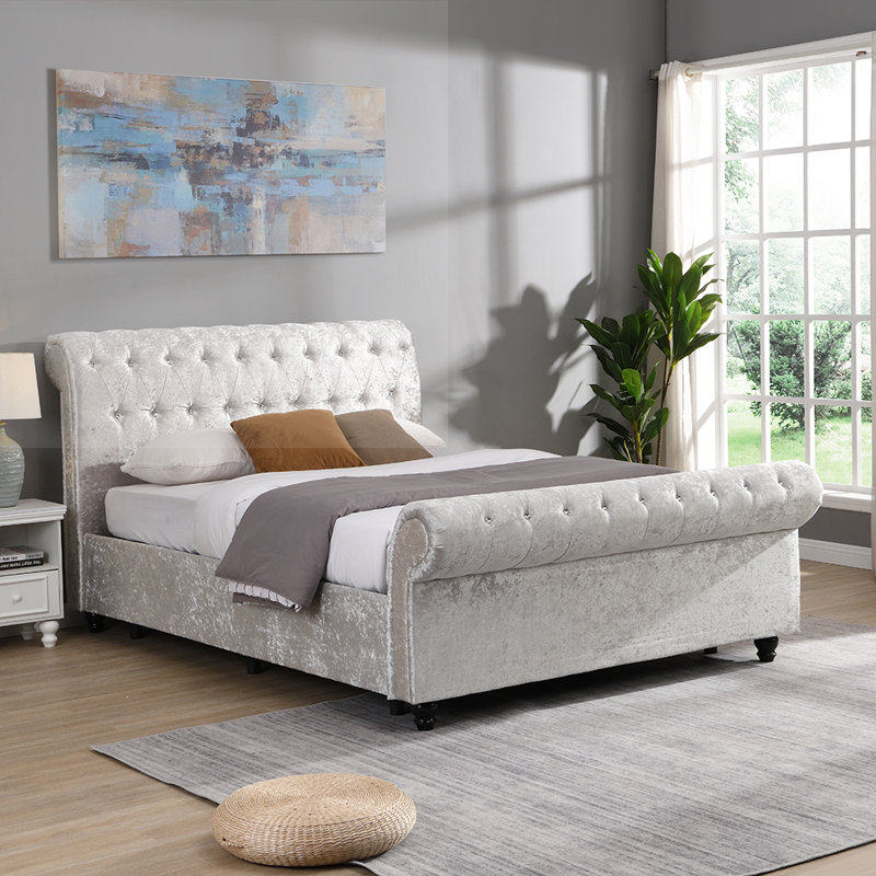 Hart upholstered bed frame with bedside chests discount